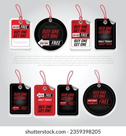 Buy one get one free. Set of super sale banners, sticker. special offer. 