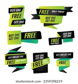 Buy one get one free. Set of super sale banners, sticker. special offer. 