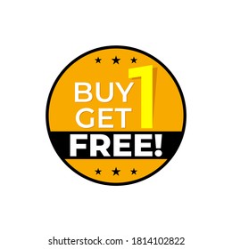 Buy One Get One Free Shopping Offers Label Vector