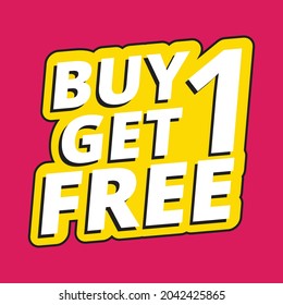 buy one get one free sticker yellow color background vector style