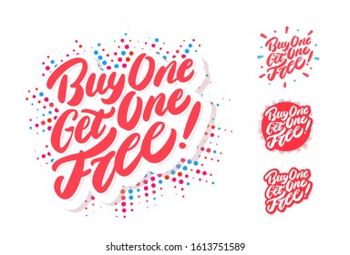 Buy one get one free! Vector lettering icons set.