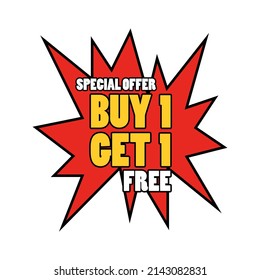 buy one get one free vector design, suitable use as element design for food and beverage promotion