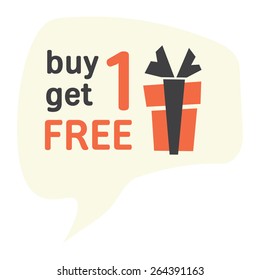 Buy one get one for free vector label 