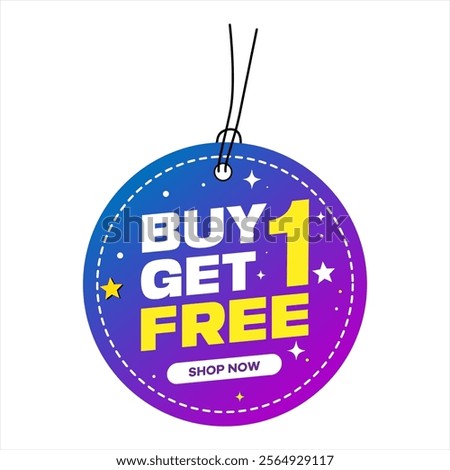 Buy one, get one free vector badges, label and image