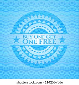 Buy one get One Free water concept badge.