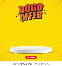 Buy one get one Offer social media banner, Discount offers banner, Modern concept design template, offer banner with yellow abstract background, Vector design.