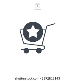 Buy One Get One. Shopping cart and star Icon symbol vector illustration isolated on white background