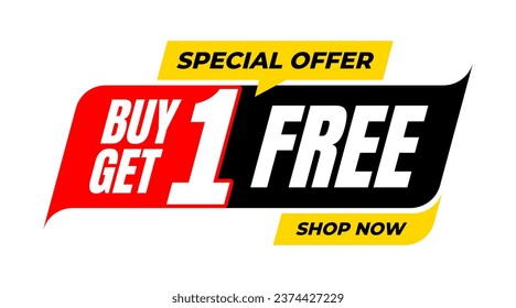 Buy one get one special offer design. for badge label, tag, sticker, logo, sign, symbol, icon, stamp. Vector Illustration