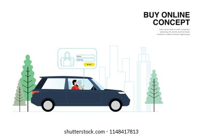 BUY ONLINE Concept - The New And Modern Minimalist Trends. Can Use For Web, Mobile, Landing Page, Infographics, Editorial, Commercial Use And Others. Vector.