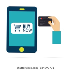 Buy online design over white background, vector illustration