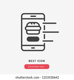 buy online fast food icon vector.  Buy food symbol. Fast food delivery. Online icon.  Linear style sign for mobile concept and web design. door symbol logo illustration. vector graphics - Vector