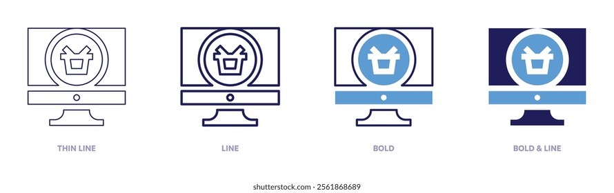 Buy online icon in 4 different styles. Thin Line, Line, Bold, and Bold Line. Duotone style. Editable stroke.