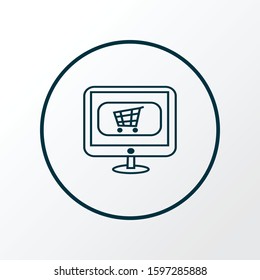 Buy online icon line symbol. Premium quality isolated computer element in trendy style.