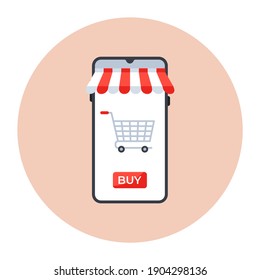 
Buy online icon in trendy style, mobile shopping vector 