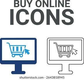 Buy online icons, Line art icons Included Basket, Shopping list, Shopping cart, Ticket, Gift voucher, Shopping basket, Coupon, Cards, Online shop, Card icons
