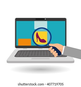 Buy online over white background