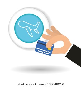 Buy online over white background, credit card design