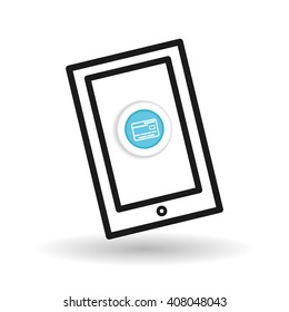 Buy online over white background, mobile icon