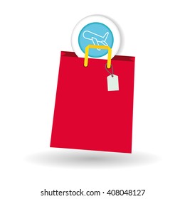 Buy online over white background, shopping bag design