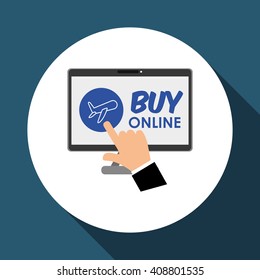 Buy online over white background, computer illustration