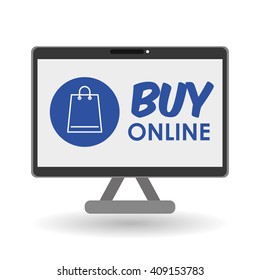 Buy online over white background, computer illustration