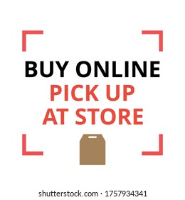 Buy online pick up at store vector. E-commerce and omni-channel concept. Online to offline concept. Click and collect concept. Shopping bag icon. Flat illustration on white background.