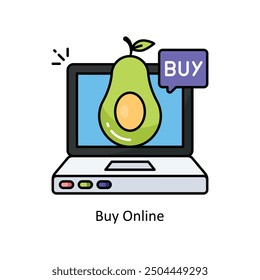 Buy Online vector  Filled outline icon style illustration. Symbol on White background EPS 10 File