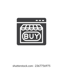 Buy online webpage vector icon. filled flat sign for mobile concept and web design. Online shopping site glyph icon. Symbol, logo illustration. Vector graphics