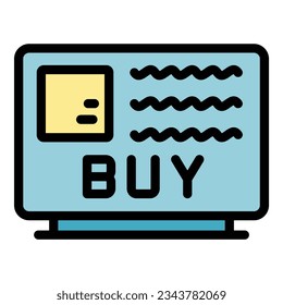 Buy order icon outline vector. Data summary. Report form color flat