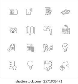 Buy pay icon set in line style