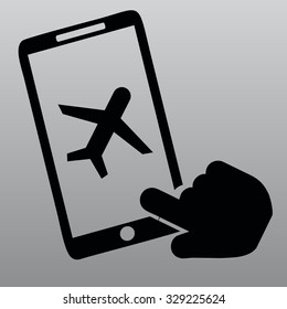 buy a plane ticket through the mobile app vector icon