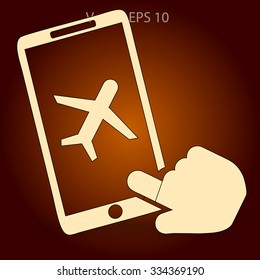buy a plane ticket through the mobile app vector icon