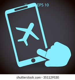 buy a plane ticket through the mobile app vector icon