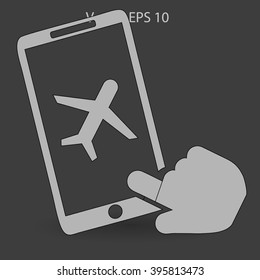 buy a plane ticket through the mobile app vector icon