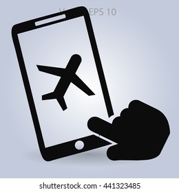 buy a plane ticket through the mobile app vector icon