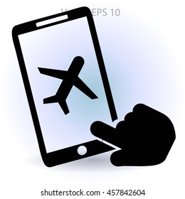 buy a plane ticket through the mobile app vector icon