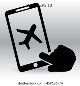 buy a plane ticket through the mobile app vector icon