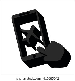 buy a plane ticket through the mobile app concept vector icon