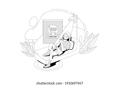 Buy Product using digital wallet Vector Illustration concept. Flat illustration isolated on white background.
