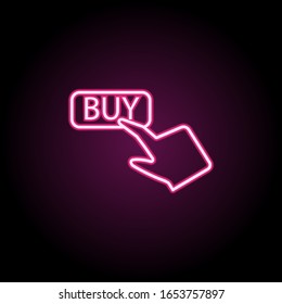 Buy, push, finger, touch neon icon. Simple thin line, outline vector of touch gesture icons for ui and ux, website or mobile application