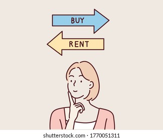 Buy or rent property concept. Hand drawn style vector design illustrations.