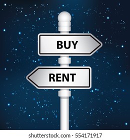 Buy and rent signpost design,clean vector