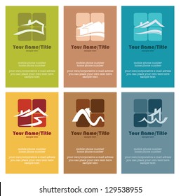 buy or rent your own home, vector collection property and real estate colorful business cards