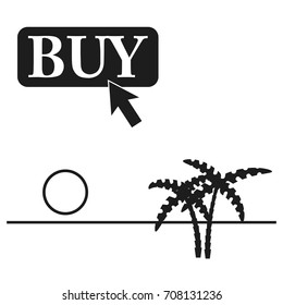 Buy a resort sign. Vector black icon on white background