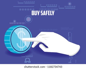 buy safely online with hand and coin