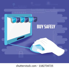 buy safely online with hand using mouse
