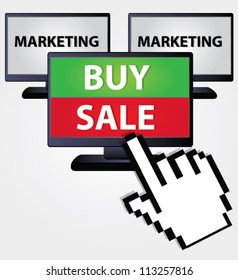 Buy and sale ,computer click,internet,Vector