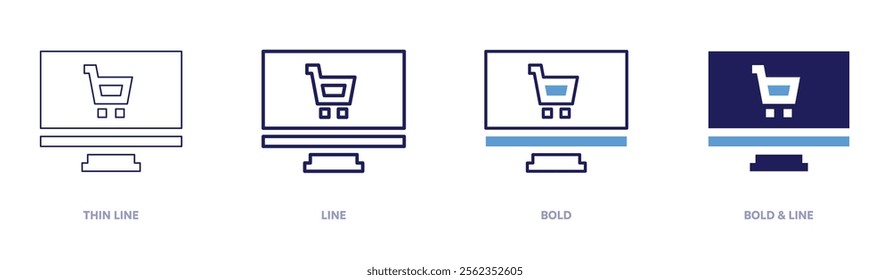 Buy and save icon in 4 different styles. Thin Line, Line, Bold, and Bold Line. Duotone style. Editable stroke.