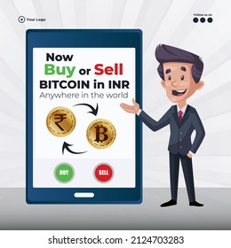 Buy or sell bitcoin banner design template.