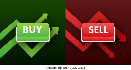 Buy Sell Button, Great Design For Any Purposes. Forex Market. Flat Vector Illustration.